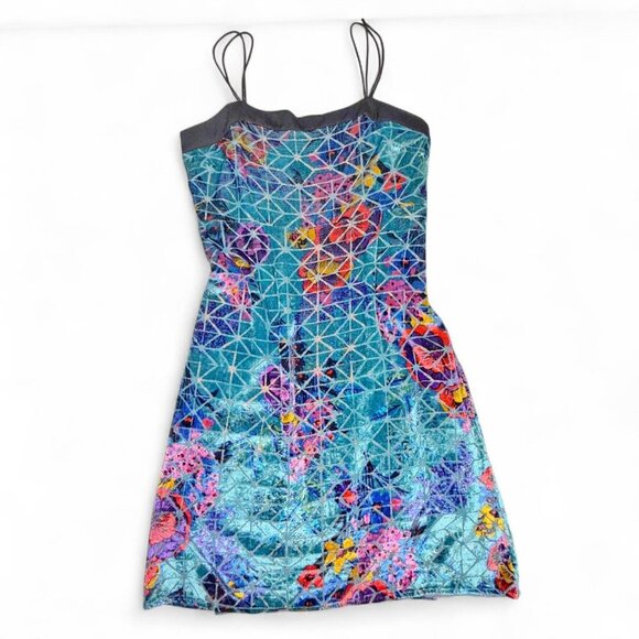 Anthropologie Moulinette Soeurs Floral Print Velvet Slip Dress Size 8 - Picture 6 of 9